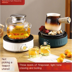 Electric Tea Maker with Glass Kettle and Quiet Design