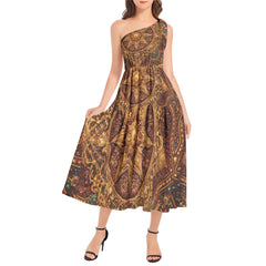 DaviDE Ruffle Hem One Shoulder Midi Dress