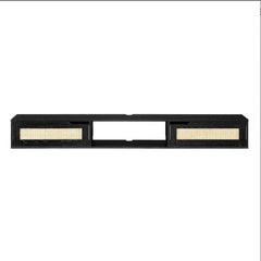 Modern Rattan-Door Floating TV Stand For TVs Up To 80 Inches