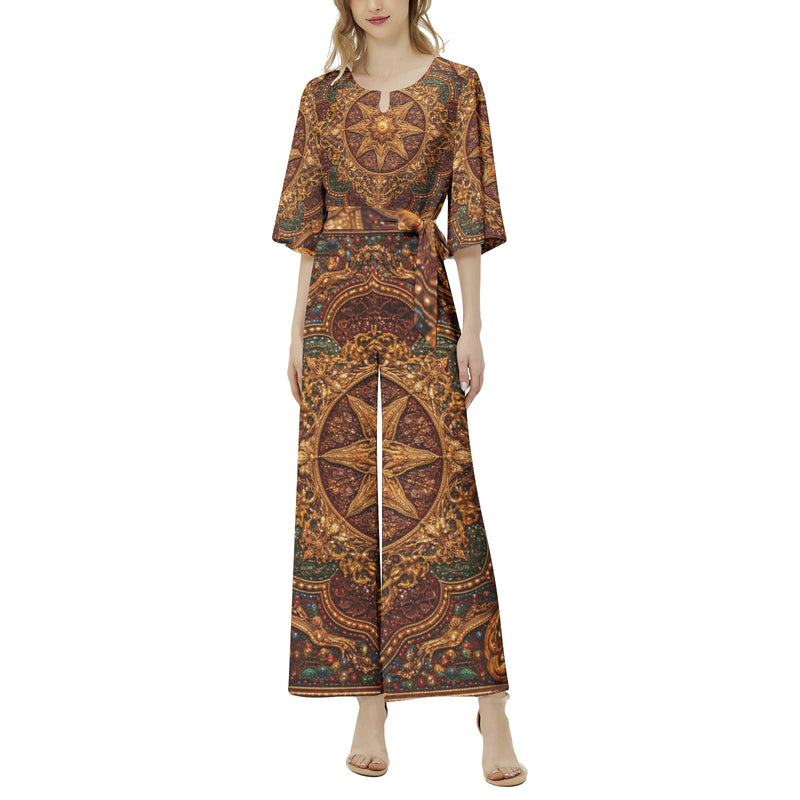DaviDE Dolman Sleeve Belted Wide Leg Jumpsuit